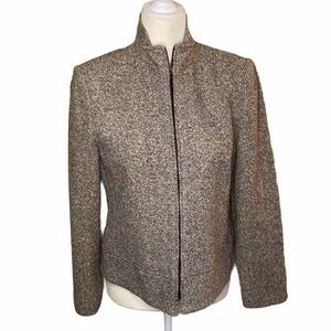 Talbots brown stripe angora wool blend jacket